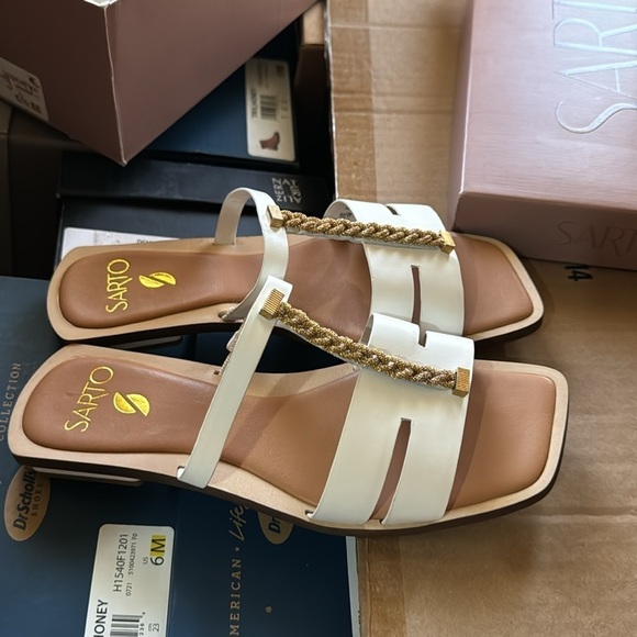 Franco Sarto Effy Sandal in White Leather - Picture 4 of 7